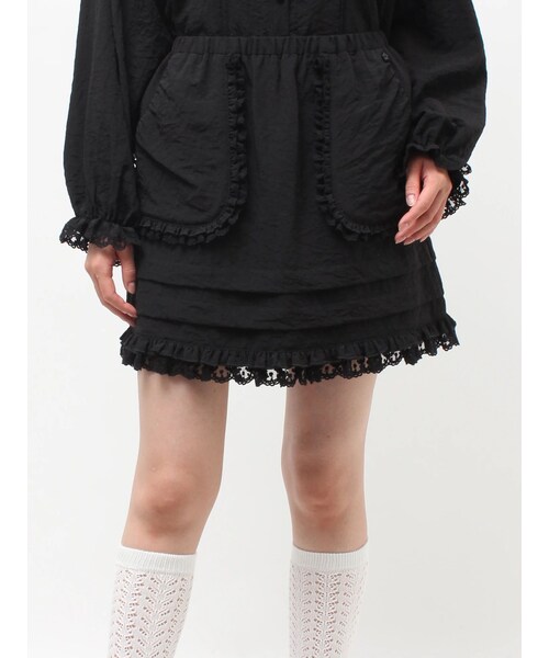 merry jenny（メリージェニー）の「sugar frill ミニスカート（スカート・レディース・オフホワイト/ブラック/アイスブルー・F）」の4枚目の写真
