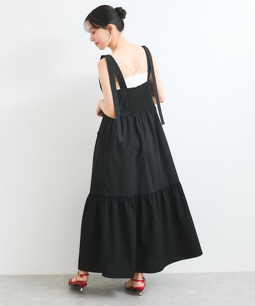 VIS（ビス）の「【WEB限定】ロングストラップリボンティアードワンピース（ワンピース・レディース・ブラック/ベージュ・F）」の11枚目の写真