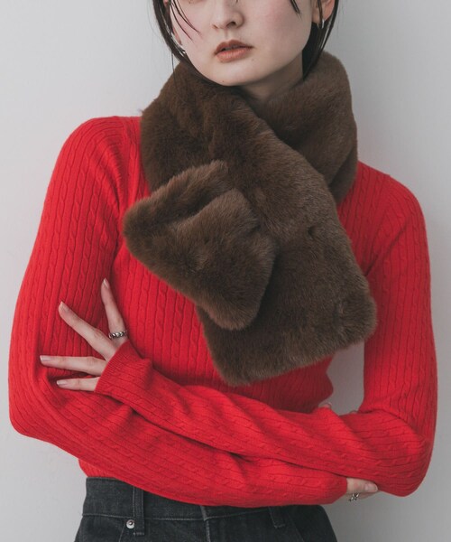 SENSE OF PLACE by URBAN RESEARCH(センスオブプレイスバイアーバンリサーチ)の「ボリュームエコファーティペット(マフラー・レディース・BROWN/MOCHA/BEIGE・one)」の7枚目の写真