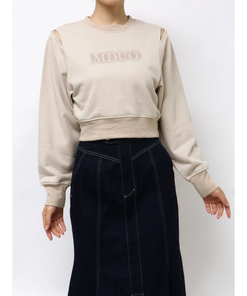 MERCURYDUO（マーキュリーデュオ）の「裏毛2WAYショルダースリットカットソー（Tシャツ/カットソー・レディース・オフホワイト/ベージュ・F）」の3枚目の写真