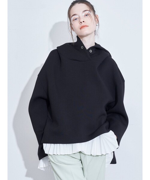 ELENDEEK（エレンディーク）の「ASYMME HEM BL HOODED W JERSEY（Tシャツ/カットソー・レディース・ホワイト/オフホワイト/ライトグレー/ブラック・F）」の6枚目の写真
