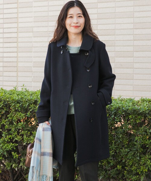 URBAN RESEARCH DOORS(アーバンリサーチドアーズ)の「ショールカラー2WAYロングコート(テーラードジャケット・レディース・CAMEL/NAVY・S/M)」の7枚目の写真