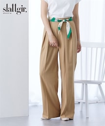 slattgir | 高身長　スカーフベルト付タックワイドパンツ（トールサイズ）(その他パンツ)