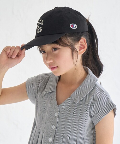 ROPE' PICNIC（ロペピクニック）の「【KIDS/キッズ】【Champion/チャンピオン別注】フラワーロゴキャップ/リンクコーデ（キャップ・キッズ・ブラック/ブルー系・F）」の5枚目の写真