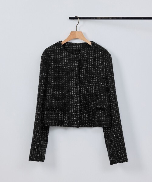 ROPE'（ロペ）の「ツイードジャケット（ノーカラージャケット・レディース・ブラック/ホワイト・36/38）」の18枚目の写真