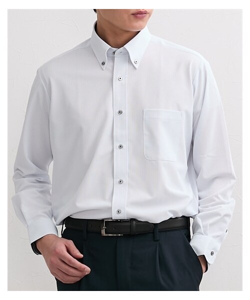 nissen（ニッセン）の「ノーアイロン　ストレッチ長袖ボタンダウンワイシャツ（日本製生地・吸汗速乾）（ビジネスシャツ・メンズ・700ホワイト/780グレー・M/L/LL/3L/4L/5L）」の11枚目の写真