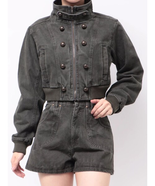 MURUA（ムルーア）の「ナポレオンライクショートブルゾン【セットアップ着用可】（ブルゾン・レディース・パープル/カーキ・F）」の6枚目の写真