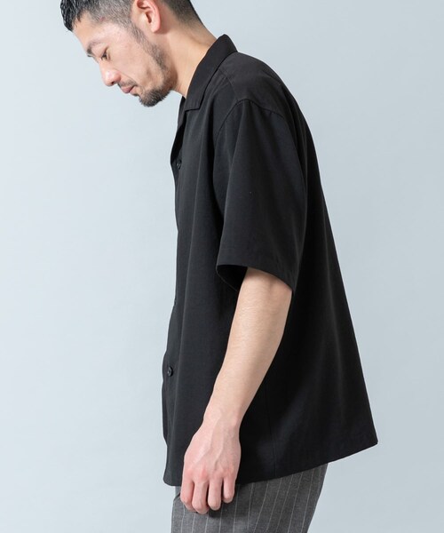 URBAN RESEARCH ROSSO（アーバンリサーチロッソ）の「『WEB限定』『セットアップ対応/XLサイズあり』リネンライクオープンカラー半袖オーバーシャツ（シャツ/ブラウス・メンズ・BLACK/LIGHT GRAY/NAVY・M/L/XL）」の15枚目の写真