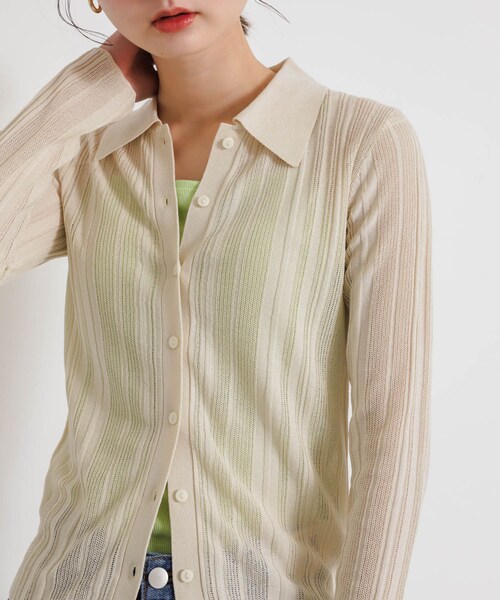 SENSE OF PLACE by URBAN RESEARCH（センスオブプレイスバイアーバンリサーチ）の「ランダムリブニットカーディガン（カーディガン/ボレロ・レディース・IVORY/BLACK/PINK・one）」の14枚目の写真