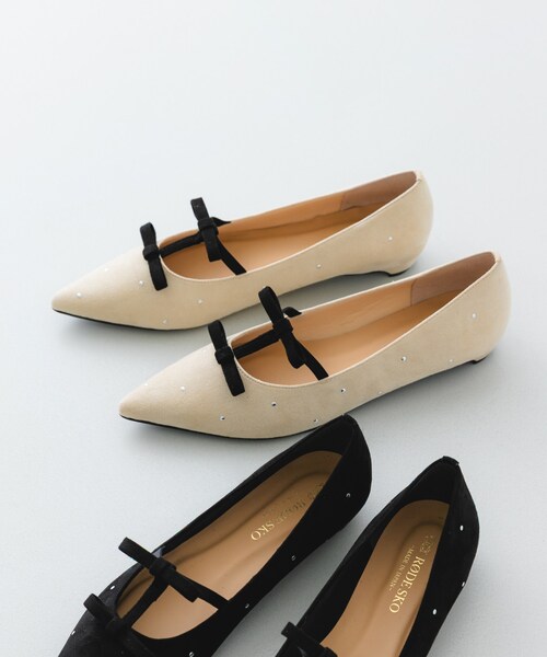 RODE SKO（ロデスコ）の「2センチダブルリボンヒールパンプス（パンプス・レディース・BLACK/OFF・36/37/38）」の15枚目の写真