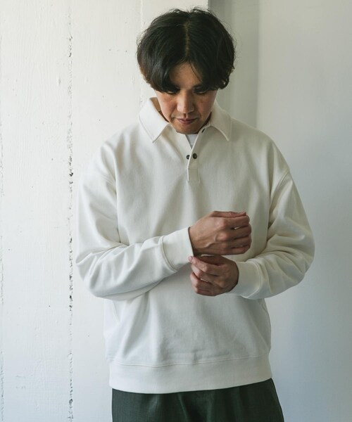 裏毛スウェットポロプルオーバー