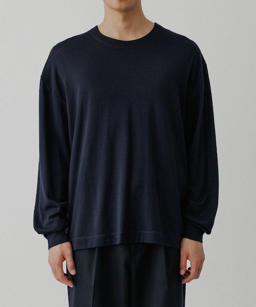 ADAM ET ROPE'（アダムエロペ）の「【NIKKE】ウール天竺 ロングスリーブ ニットTシャツ（Tシャツ/カットソー・メンズ・ブラック/ネイビー・L/M）」の7枚目の写真