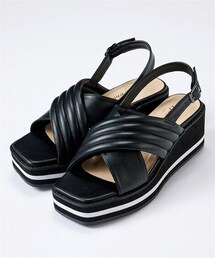 nissen | 【ゆったり幅広】厚底クロスベルトサンダル（低反発中敷）（ワイズ４Ｅ）(サンダル)