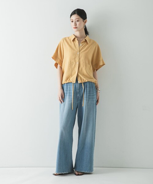 URBAN RESEARCH(アーバンリサーチ)の「ラミーレーヨンハーフスリーブシャツ(シャツ/ブラウス・レディース・NAVY/YEL BEIGE/WHITE・Free)」の17枚目の写真