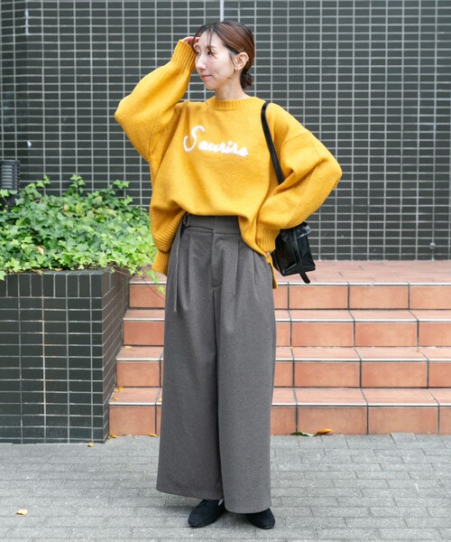 ITEMS URBANRESEARCH（アイテムズ アーバンリサーチ）の「クルーネックロゴニットプルオーバー（ニット/セーター・レディース・L.GRY/NVY/YEL・Free）」の16枚目の写真