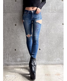 GYDA | M/W SIDE RIPPEDスキニーデニムパンツ(デニムパンツ)