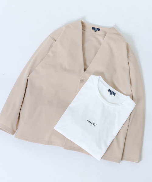 ITEMS URBANRESEARCH(アイテムズ アーバンリサーチ)の「UVカット梨地カーディガン+刺繍Tシャツセット(楽着シリーズ)(カーディガン/ボレロ・メンズ・BLACK/CHARCOAL/BEIGE/BLUE・M/L)」の3枚目の写真