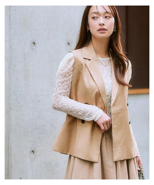 nissen（ニッセン）の「ジャケットライクジレ（ベスト・レディース・ベージュ杢/黒・S/M/L/LL/3L）」の16枚目の写真