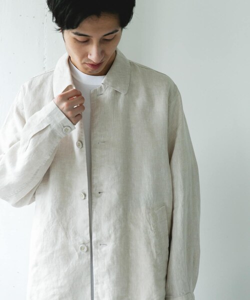 URBAN RESEARCH DOORS(アーバンリサーチドアーズ)の「シルケットリネン シャツジャケット(テーラードジャケット・メンズ・ECRU/BROWN/INK BLACK・M/L)」の10枚目の写真