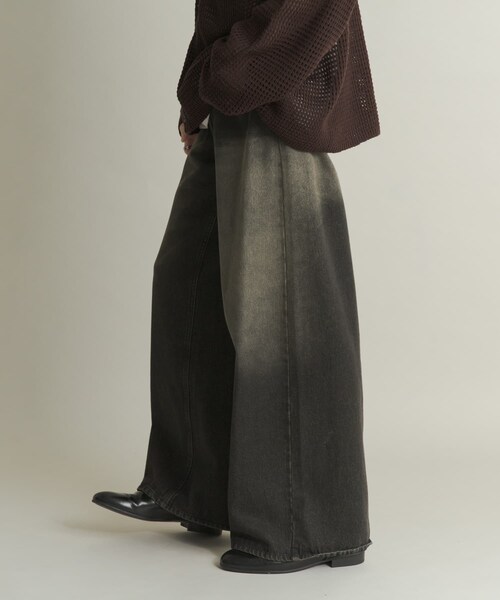 SENSE OF PLACE by URBAN RESEARCH(センスオブプレイスバイアーバンリサーチ)の「ヴィンテージライクデニムワイドパンツ(デニムパンツ・メンズ・BLACK/D.INDIGO/NAVY・M/L/XL)」の8枚目の写真