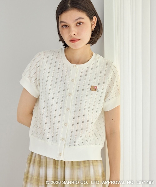 ROPE' PICNIC(ロペピクニック)の「【サンリオキャラクターズ×ROPE' PICNIC】日焼けデザイン 透かしカットソーカーディガン(カーディガン/ボレロ・レディース・ホワイト系/ブルー系/イエロー・F)」の3枚目の写真