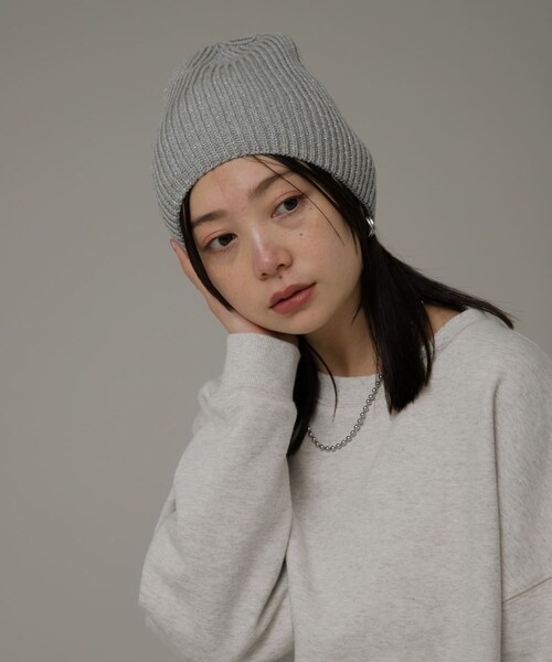 URBAN RESEARCH Sonny Label（アーバンリサーチサニーレーベル）の「ラメニットワッチ（ニットキャップ/ビーニー・レディース・Lグレー/グレー/ネイビー・one）」の7枚目の写真