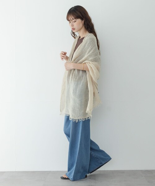 URBAN RESEARCH Sonny Label（アーバンリサーチサニーレーベル）の「イタリア製リネンストール（ストール/ショール・レディース・ベージュ/グレー/ブラック・One）」の18枚目の写真
