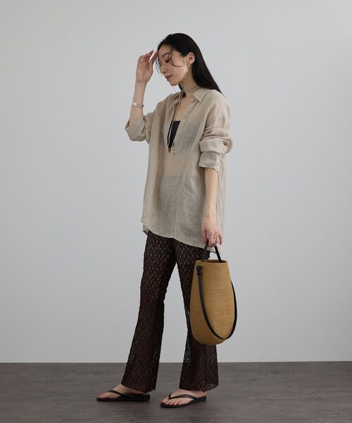 ADAM ET ROPE'（アダムエロペ）の「【J'aDoRe・一部店舗限定】【KAMARO'AN（カマロアン）】Gourd Bucket Bag（かごバッグ・レディース・キナリ・F）」の6枚目の写真