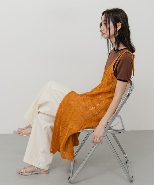 SENSE OF PLACE by URBAN RESEARCH（センスオブプレイスバイアーバンリサーチ）の「『洗濯可』フロントボタンレースアミキャミワンピース（ワンピース・レディース・BLACK/ORANGE・One）」の17枚目の写真