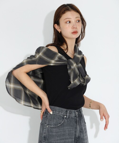 URBAN RESEARCH Sonny Label（アーバンリサーチサニーレーベル）の「フライス/ジャガードタンクトップ（タンクトップ・レディース・JQグレー/オフ/ブラック/JQブラック/レモンベージュ・FREE）」の14枚目の写真