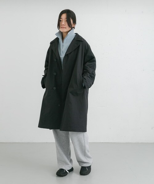 EKAL（エカル）の「撥水中綿ステンカラーコート（ステンカラーコート・レディース・キャメル/ブラック・one）」の9枚目の写真