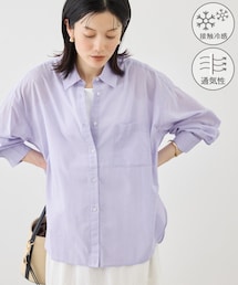 ROPE' PICNIC | お着軽シャツシリーズ 無地・ストライプ 2WAYシアーブラウス/接触冷感・通気性(シャツ/ブラウス)