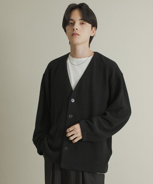 SENSE OF PLACE by URBAN RESEARCH（センスオブプレイスバイアーバンリサーチ）の「ウールタッチジャージカーディガン（カーディガン/ボレロ・メンズ・BLACK/GRAY/MINT・M/L）」の7枚目の写真