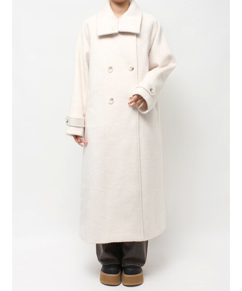 EVRIS（エヴリス）の「スタンドカラーロングコート（チェスターコート・レディース・ホワイト/グレー/ブラック/イエロー・F）」の2枚目の写真