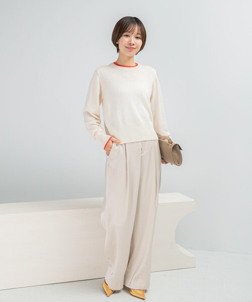 URBAN RESEARCH ROSSO（アーバンリサーチロッソ）の「カシミヤ混バイカラーコンパクトニット（ニット/セーター・レディース・OFF×ORG/GRAY×OFF/RED×OFF/NAVY×SAX・Free）」の8枚目の写真