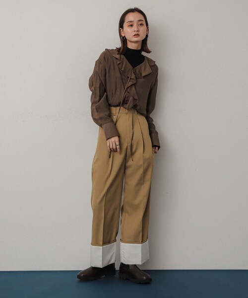 SENSE OF PLACE by URBAN RESEARCH（センスオブプレイスバイアーバンリサーチ）の「ワイドターンバックパンツ（その他パンツ・レディース・KHAKI/BLACK/BEIGE・S/M）」の16枚目の写真
