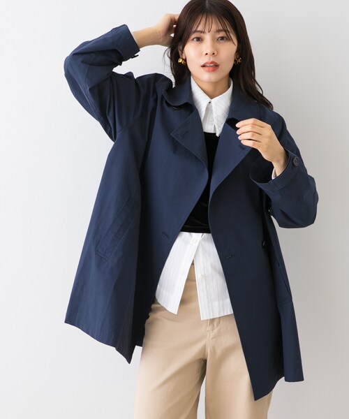 URBAN RESEARCH ROSSO（アーバンリサーチロッソ）の「F by ROSSO　オーバーサイズライトコート（テーラードジャケット・レディース・BEIGE/NAVY・Free）」の10枚目の写真