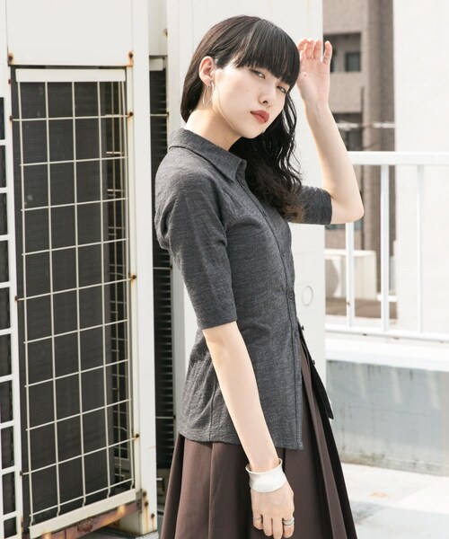 KBF(ケイビーエフ)の「ジャガードポロカーディガン(カーディガン/ボレロ・レディース・CHARCOAL/IVORY/BLUE・one)」の21枚目の写真