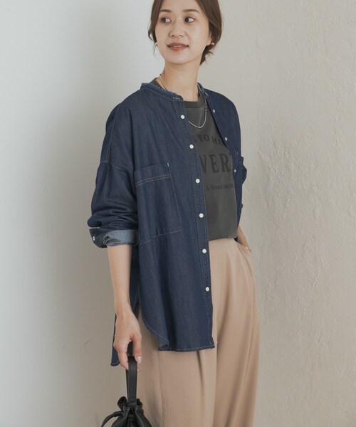 URBAN RESEARCH DOORS（アーバンリサーチドアーズ）の「デニムバンドカラーシャツ（シャツ/ブラウス・レディース・INDIGO/ONE WASH・M）」の19枚目の写真