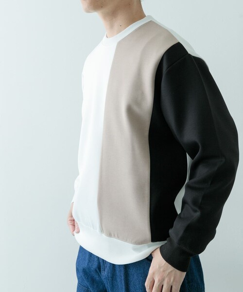 ITEMS URBANRESEARCH（アイテムズ アーバンリサーチ）の「ストレッチダンボール 切替トップス A（スウェット・メンズ・BLK/MOC/NVY・M/L）」の5枚目の写真