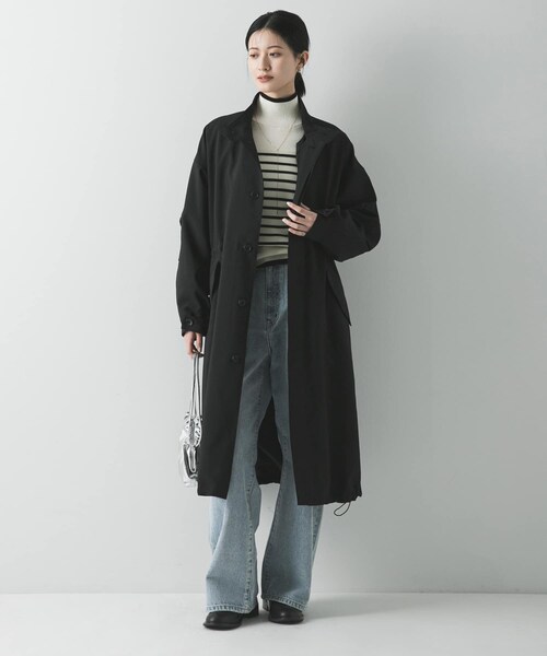 URBAN RESEARCH（アーバンリサーチ）の「『WEB限定』インナーダウン付スタンドカラーロングコート（テーラードジャケット・レディース・BLACK/KHAKI・Free）」の6枚目の写真