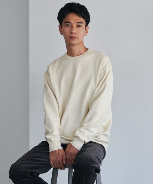 URBAN RESEARCH DOORS（アーバンリサーチドアーズ）の「『仁村紗和さん着用』『UR TECH 200日ニット』クルーネック（ニット/セーター・メンズ・OFF/CHARCOAL/OFF×BLACK/CHA×YEL.K/BROWN・M/L/XL）」の12枚目の写真