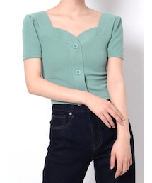EMODA | フロントボタンショートリブトップ(Tシャツ/カットソー)