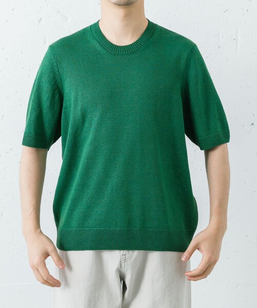 URBAN RESEARCH（アーバンリサーチ）の「PURLAM　WASHI M-G TENJIKU CREW-NECK SHORT-SLEEVE（ニット/セーター・メンズ・WHITE/BLACK/GREEN/B.PURPLE/WHITE×BK/BK×WHITE・2/3）」の21枚目の写真
