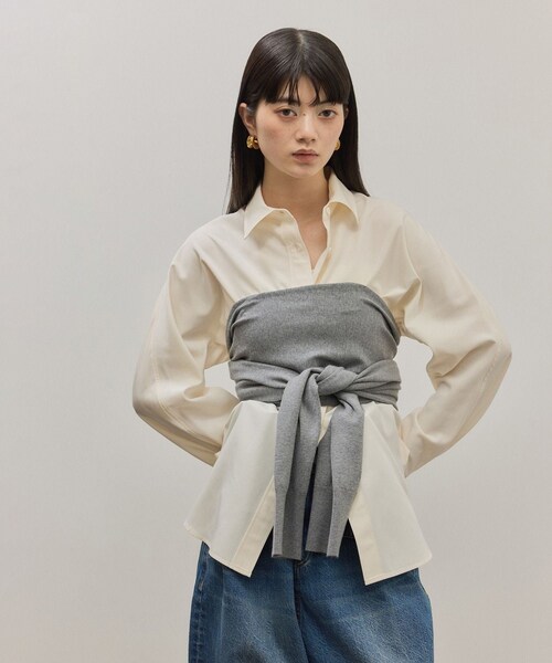 ADAM ET ROPE'（アダムエロペ）の「ボレロニットビスチェ（ベスト・レディース・ブラック/グレー・F）」の11枚目の写真