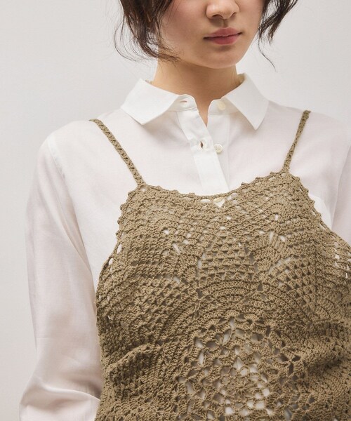 ADAM ET ROPE'（アダムエロペ）の「クロシェニットビスチェ（キャミソール・レディース・ホワイト/カーキ系・F）」の14枚目の写真