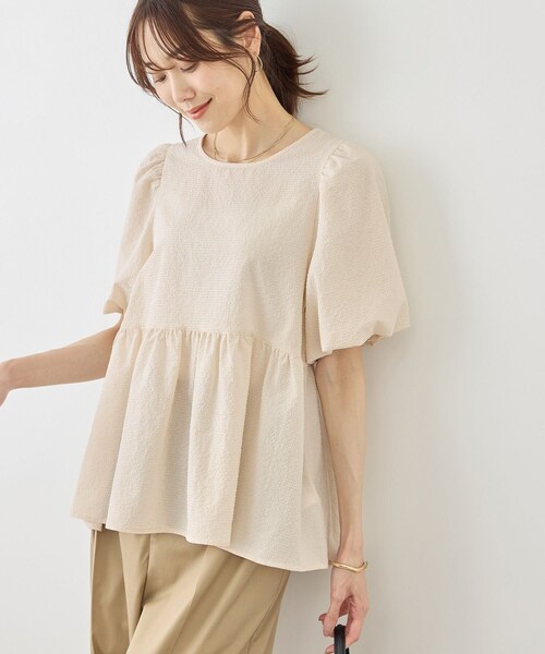 ROPE' PICNIC(ロペピクニック)の「【ベストヒット】細見えバルーンペプラムブラウス(シャツ/ブラウス・レディース・ブラック/キナリ/キナリ系/サックス/ダークブラウン・F)」の16枚目の写真
