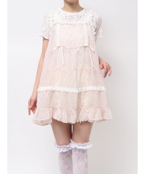 merry jenny（メリージェニー）の「シアーレイヤードベビードール（その他トップス・レディース・アイボリー/ブラック/ピンク・F）」の8枚目の写真