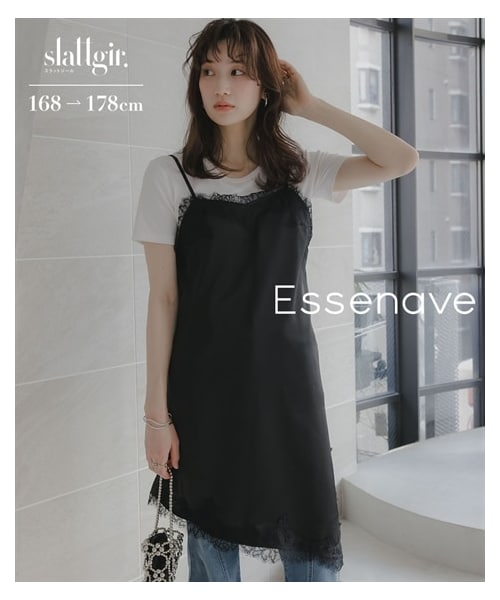 nissen（ニッセン）の「高身長　サテンレースアシメキャミソールチュニック（トールサイズ）Essenave（チュニック・レディース・ブラウン/黒・MTT/LTT/LLTT/3LTT）」の5枚目の写真