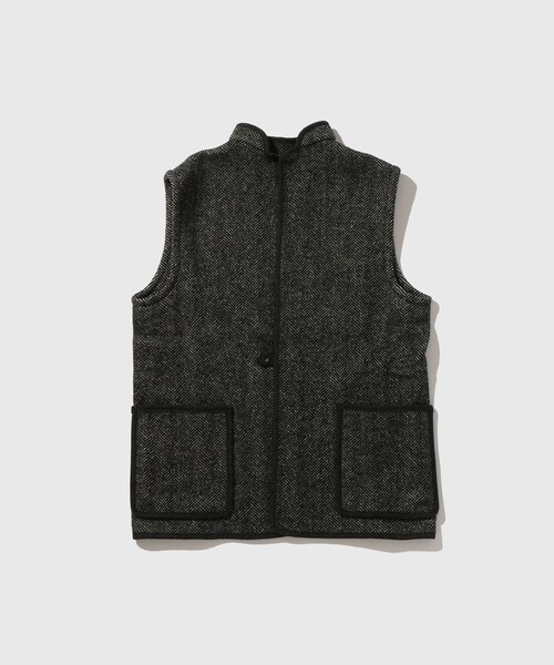 ADAM ET ROPE'(アダムエロペ)の「【E.S.P/イーエスピー】SOLA VEST TWEED(ダウンベスト・メンズ・チャコール・L/M)」の1枚目の写真